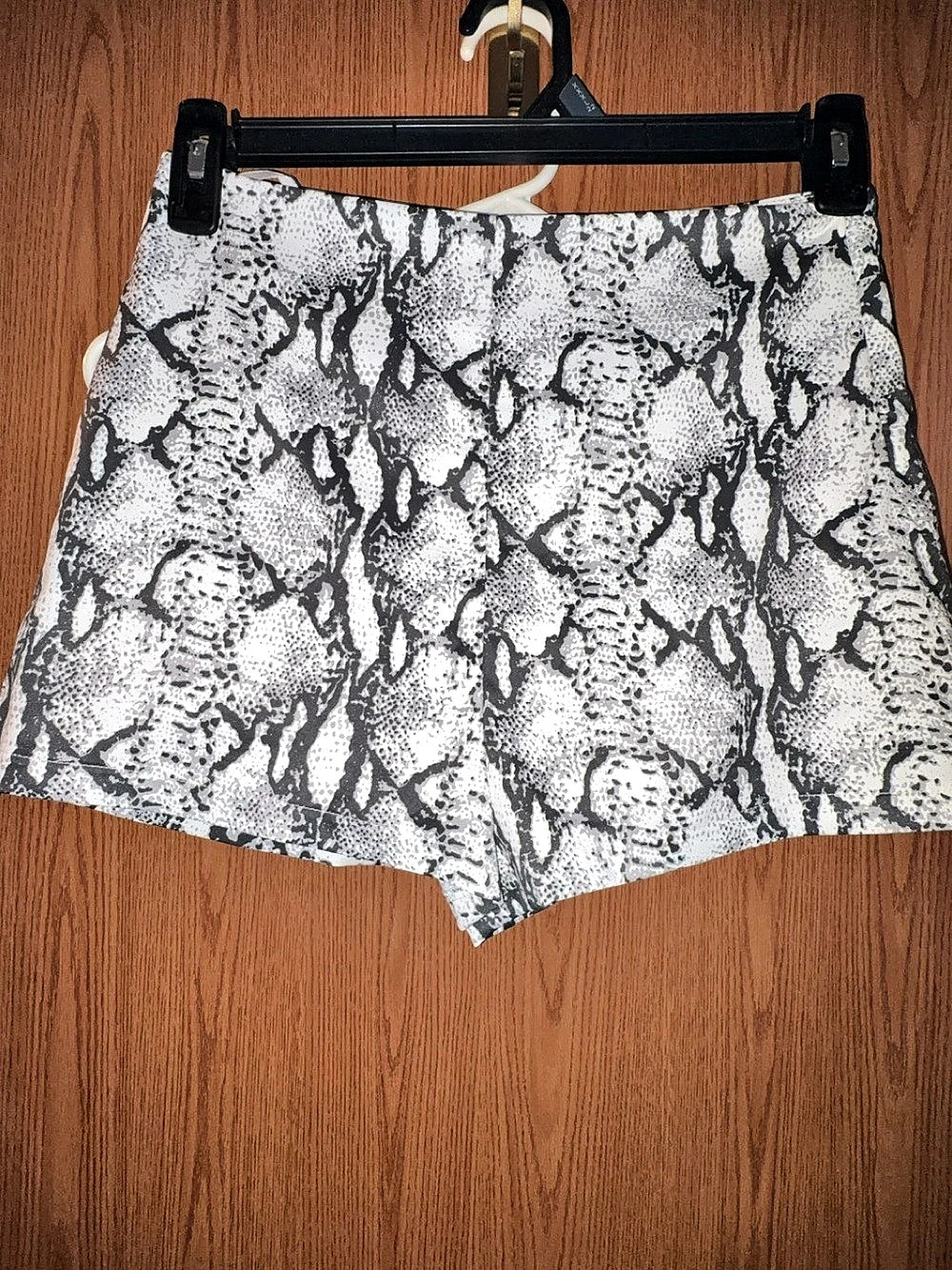 She + Sky Animal Print Shorts Gray & Black Medium